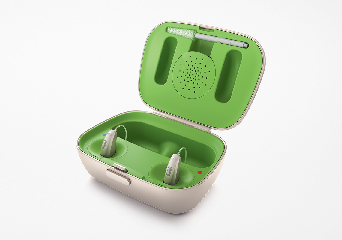 Phonak Audeo B-R case product packshot with post production