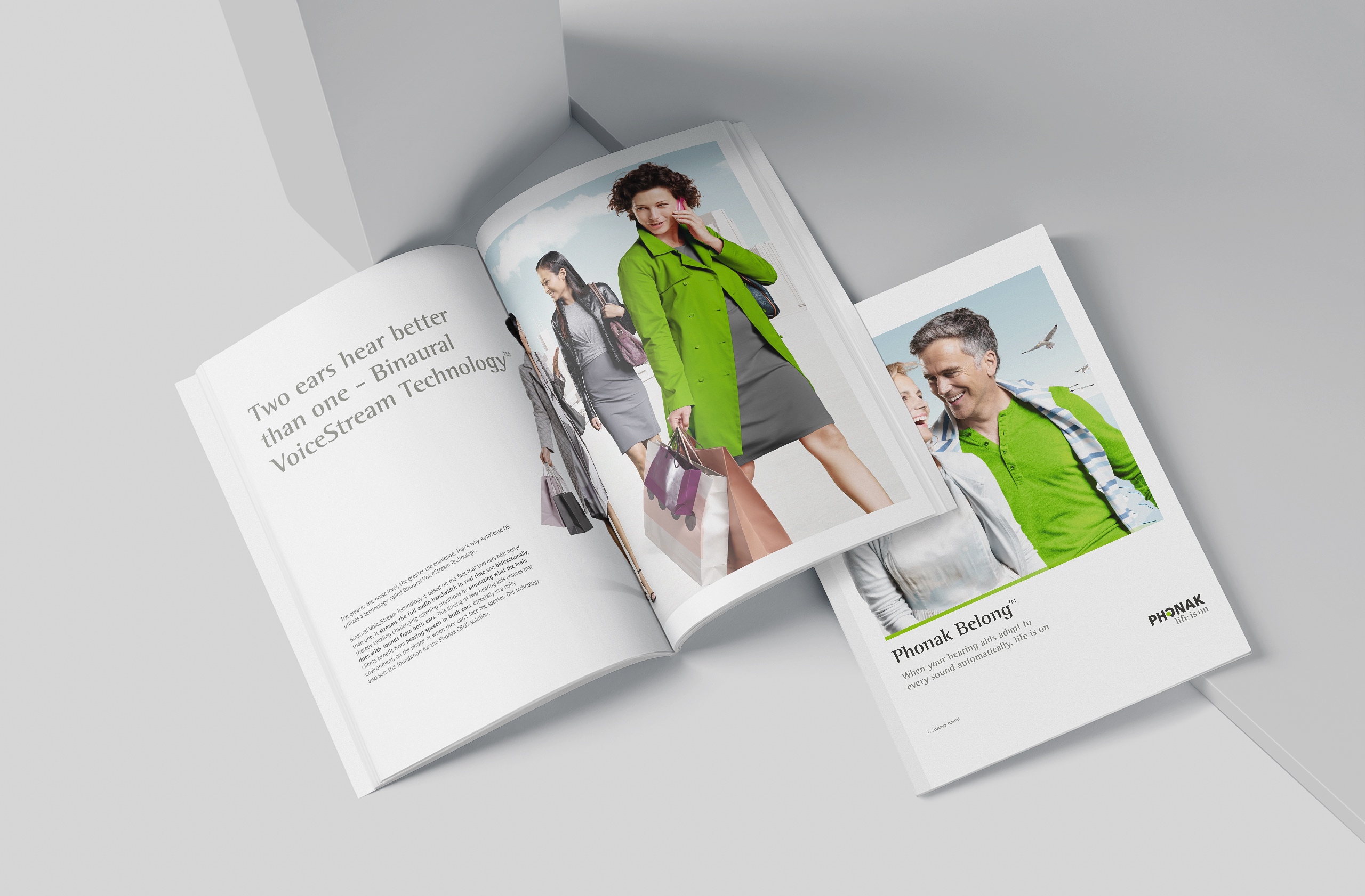 Phonak print brochure design of Phonak Belong